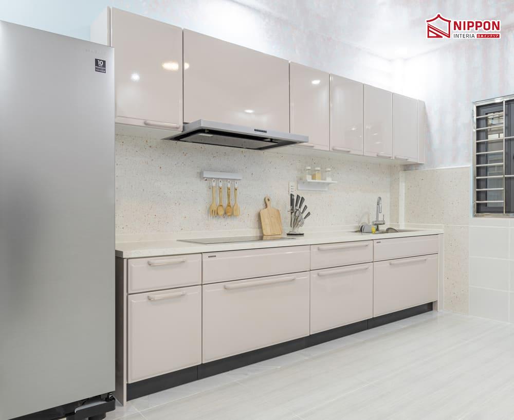 Mẫu tủ bếp chữ I cho căn hộ chung cư