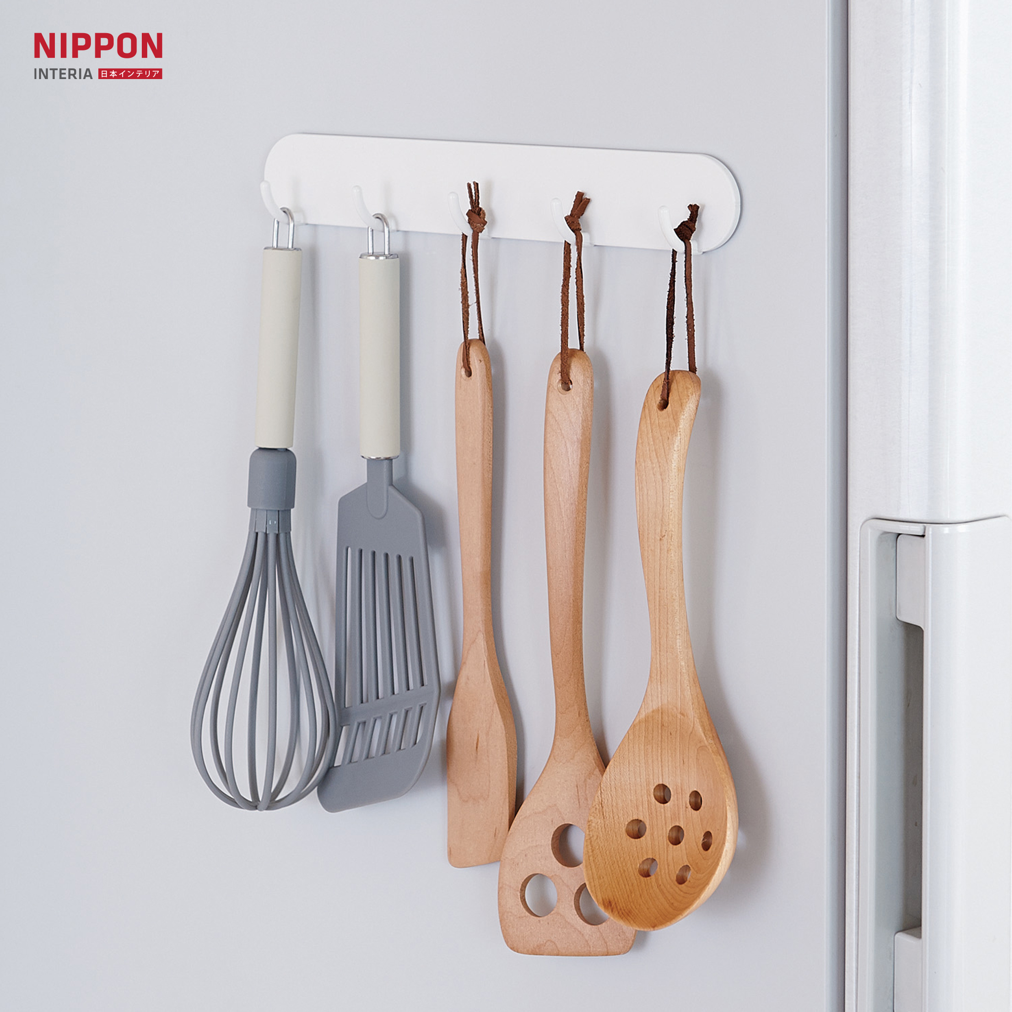 Giá treo dụng cụ bếp nam châm (loại 5 móc) | Mag-on 8045 - Ảnh 2